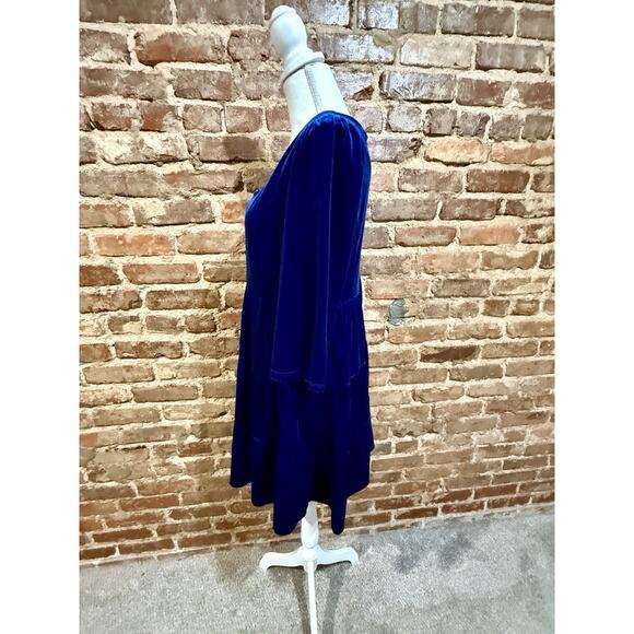 Madison Tara Women’s Sz 16 Blue Velvet Y2K Style Dress Holiday festival - Picture 2 of 9